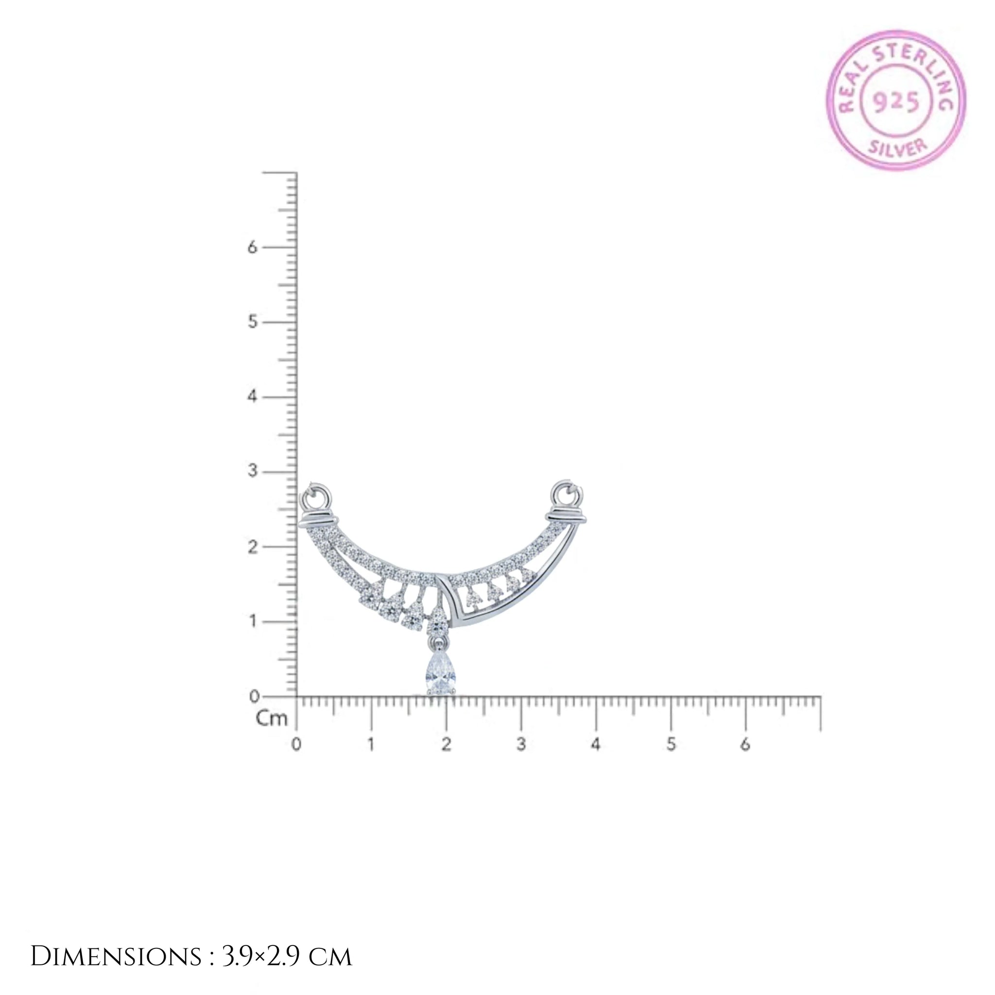 Triple Drop Curve CZ Bridal Mangal Sutra Pendant