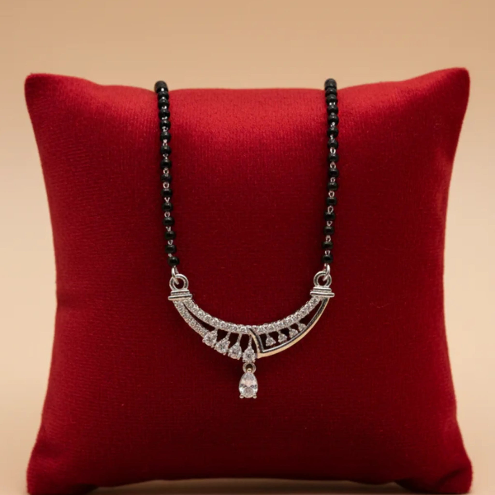 Triple Drop Curve CZ Bridal Mangal Sutra Pendant