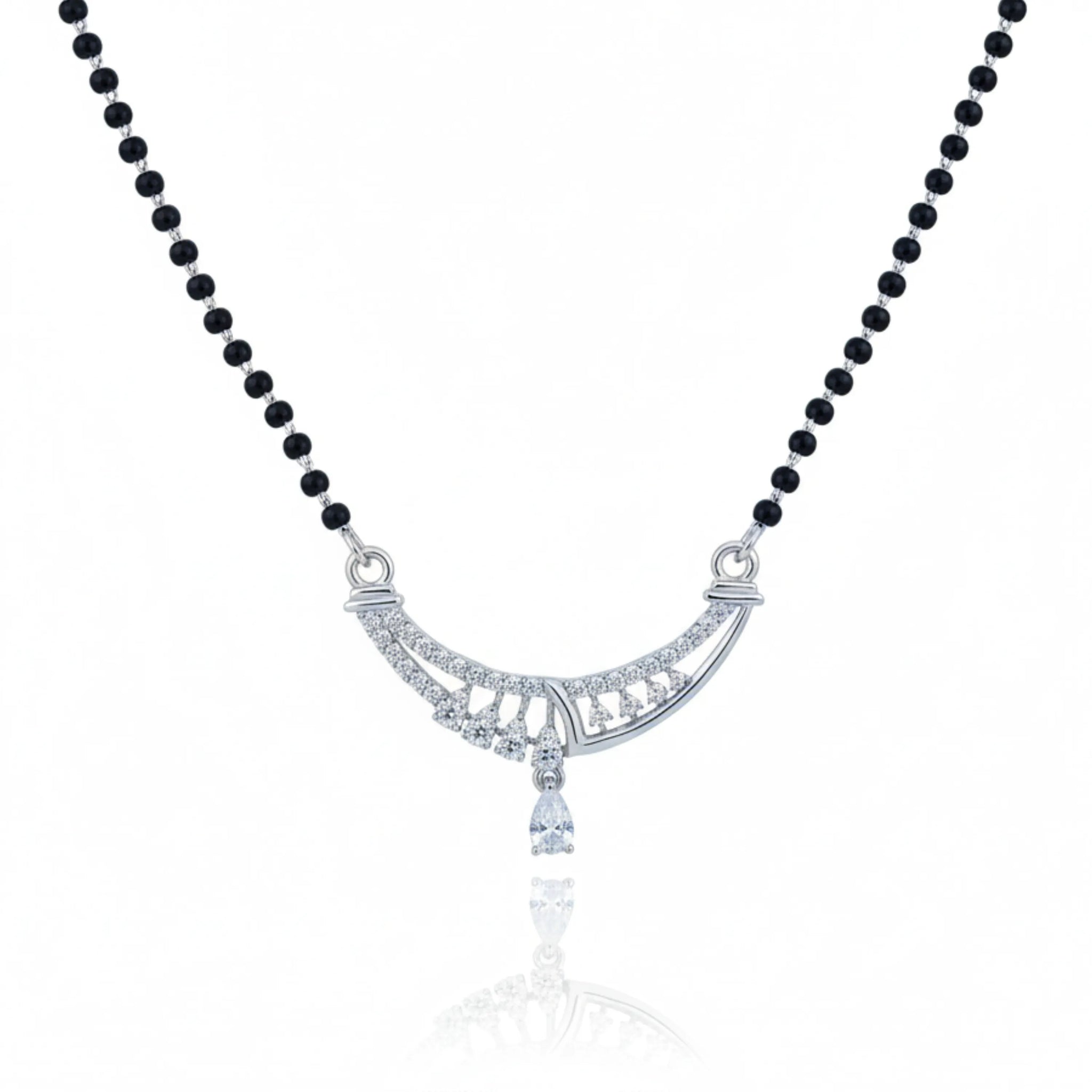 Triple Drop Curve CZ Bridal Mangal Sutra Pendant