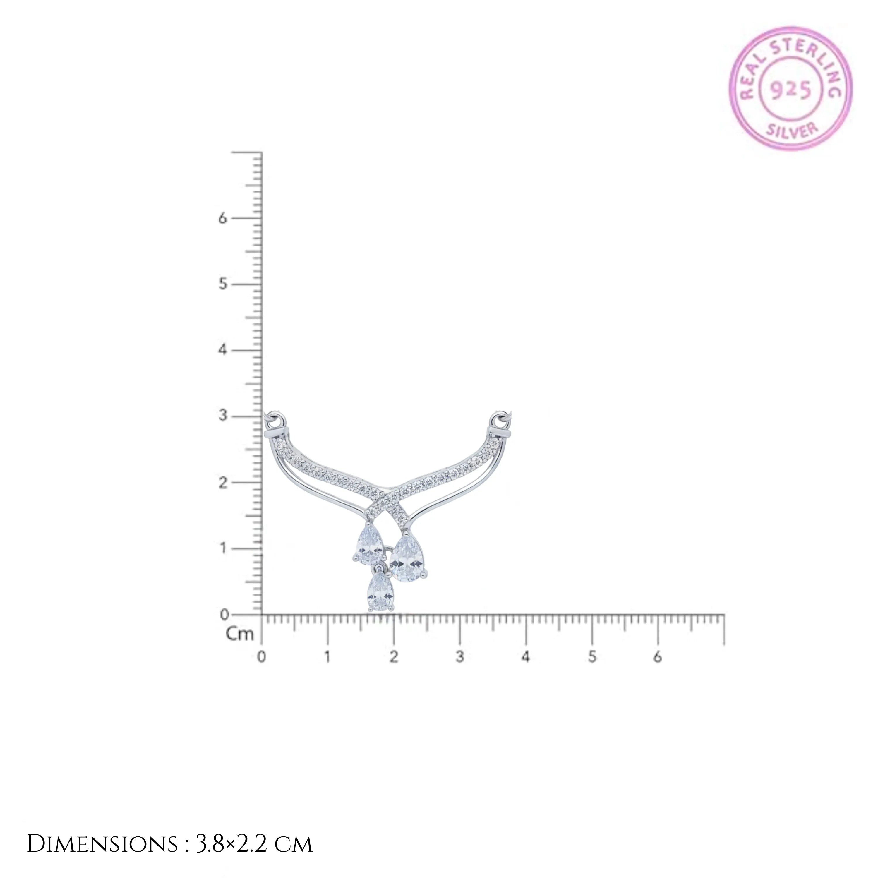 Crown Design CZ Curved Mangal Sutra Pendant