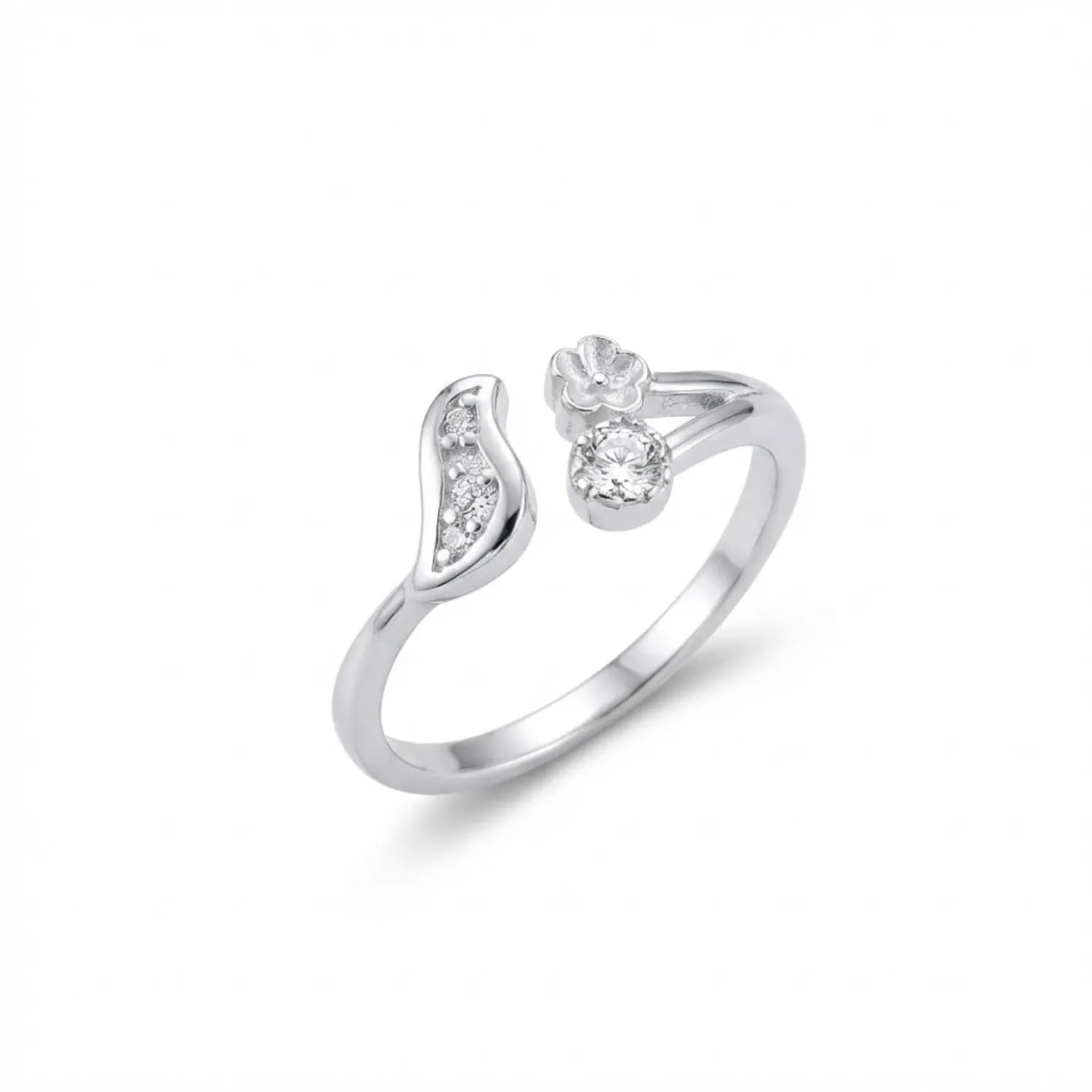 Hulasi 925 Sterling Silver Solitaire Twist CZ Adjustable Ring for Women