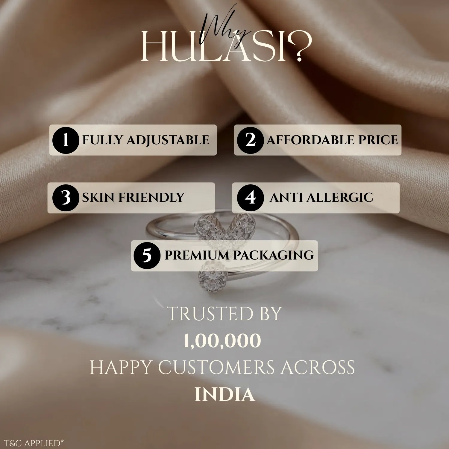 Hulasi 925 Sterling Silver Double Heart CZ Adjustable Ring for Women