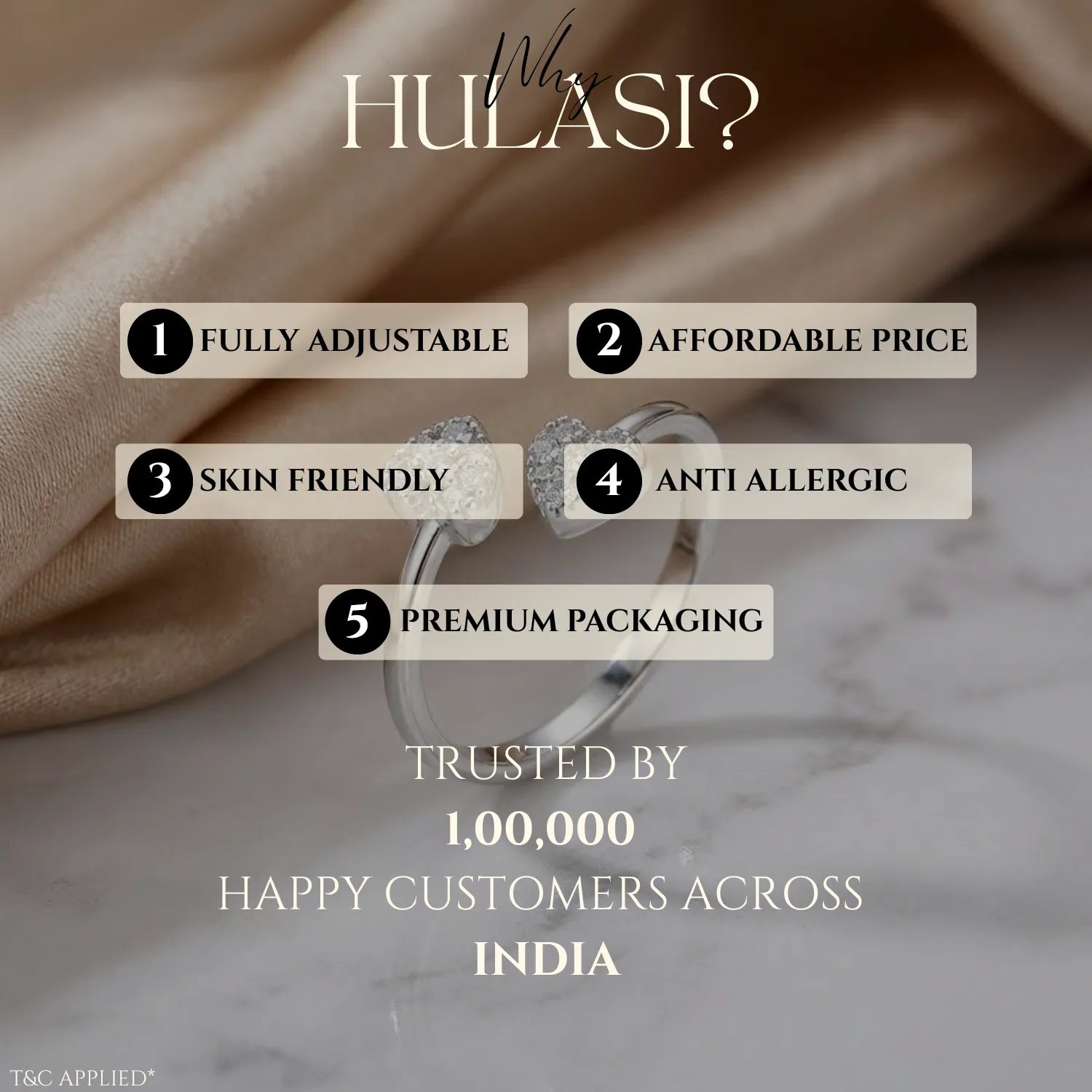 Hulasi 925 Sterling Silver Bow Ribbon CZ Adjustable Ring for Women