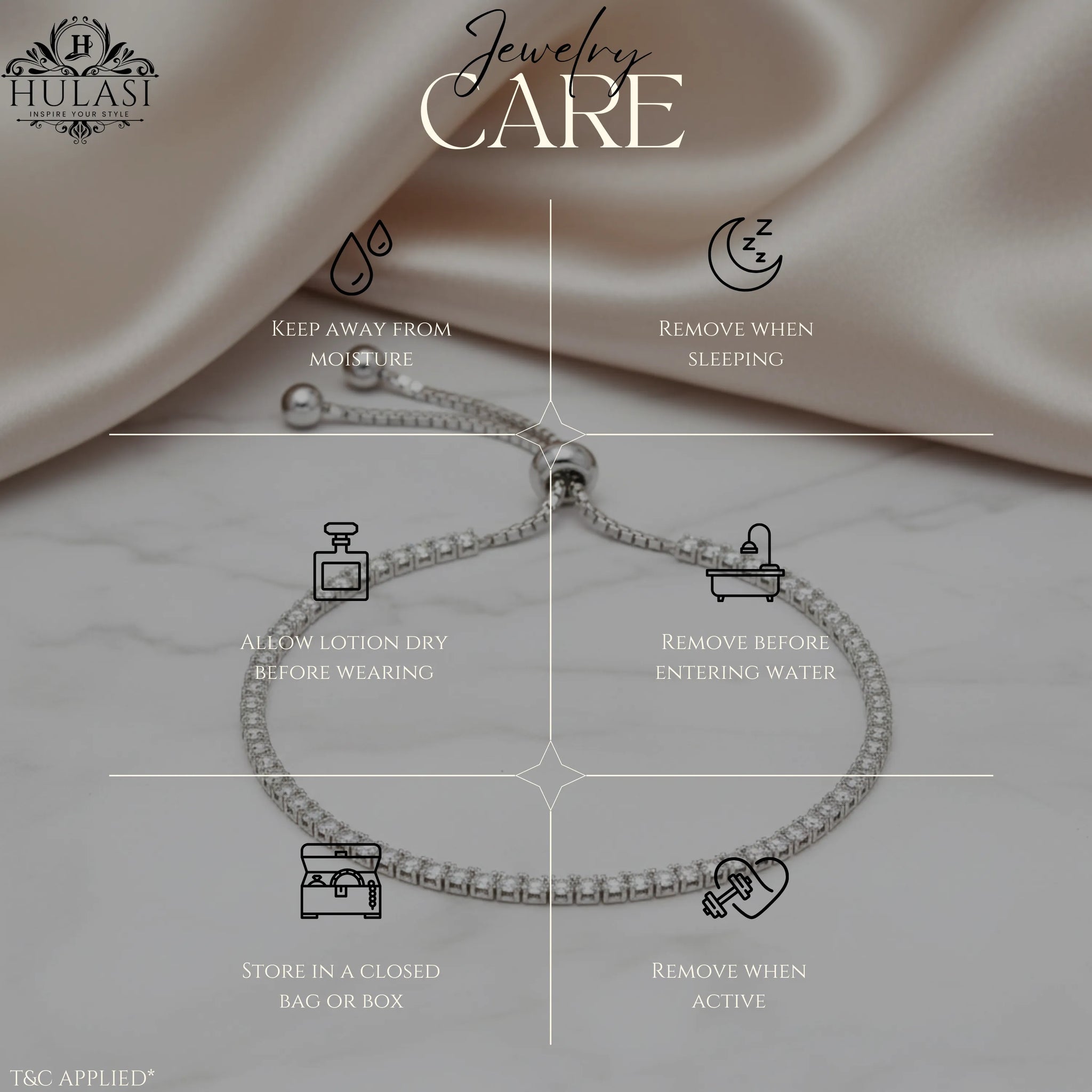 Hulasi Women 925 Sterling Silver Classic Cubic Zirconia Tennis Slider Bracelet 24cm