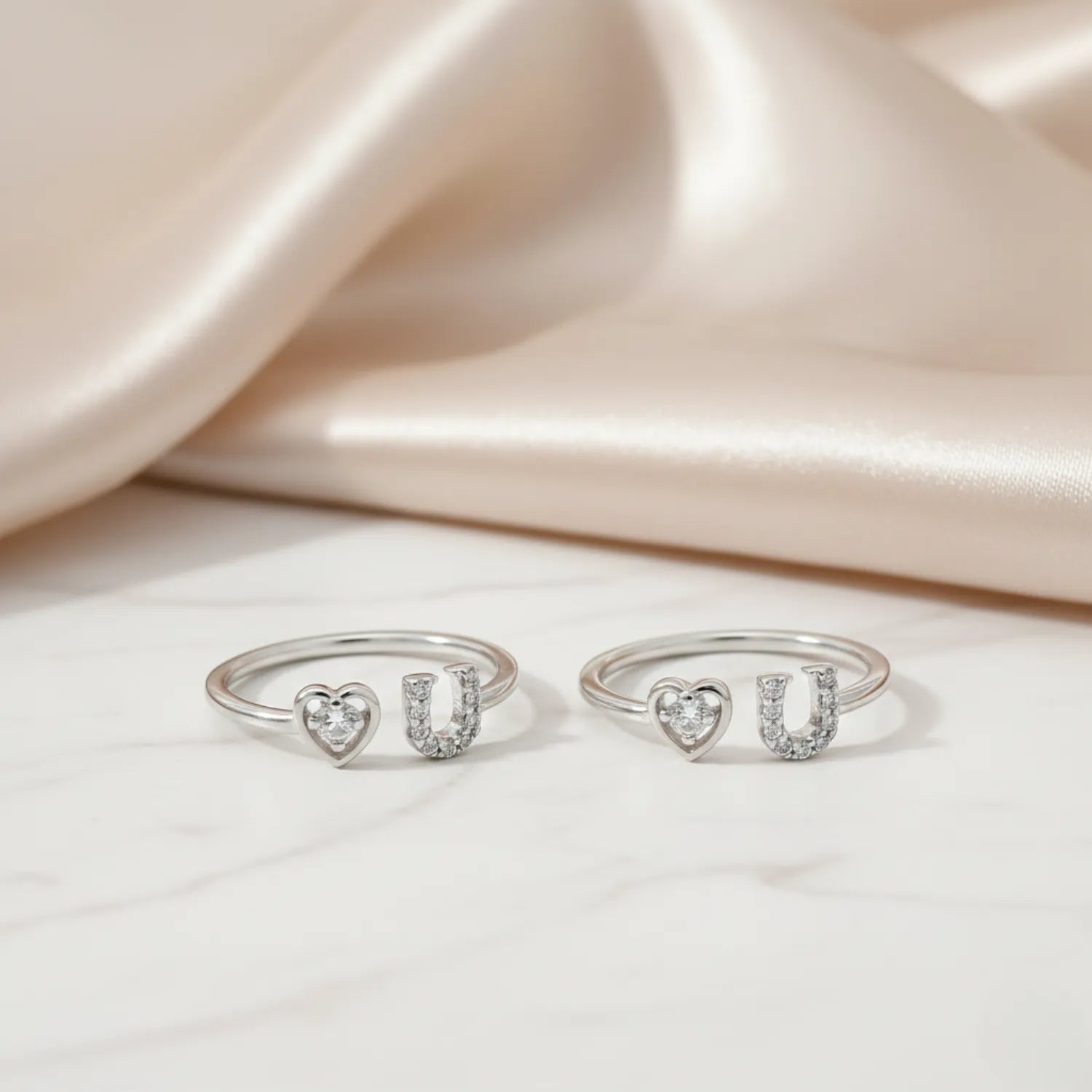 Twin Heart Adjustable Silver Toe Ring