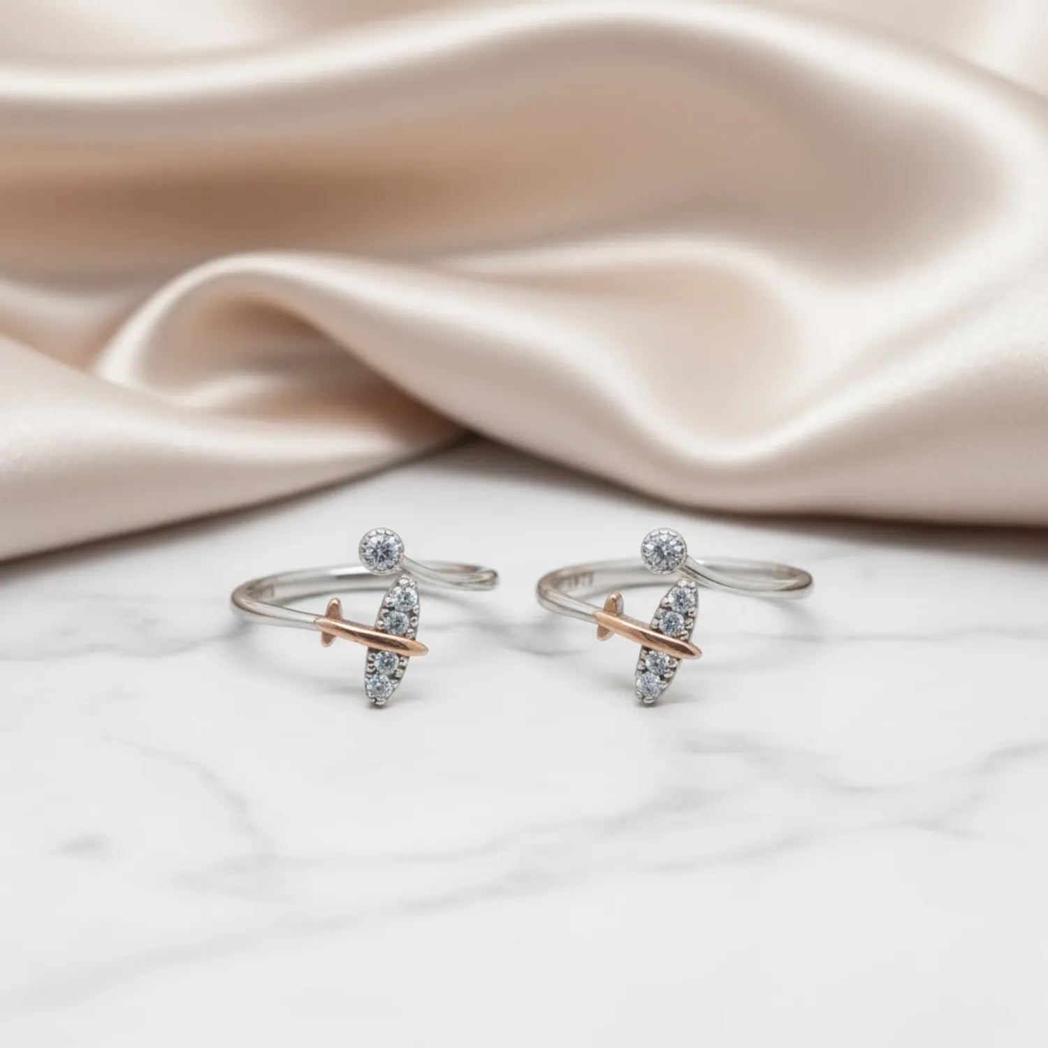 Dual Leaf Mixed Tone 925 Toe Ring