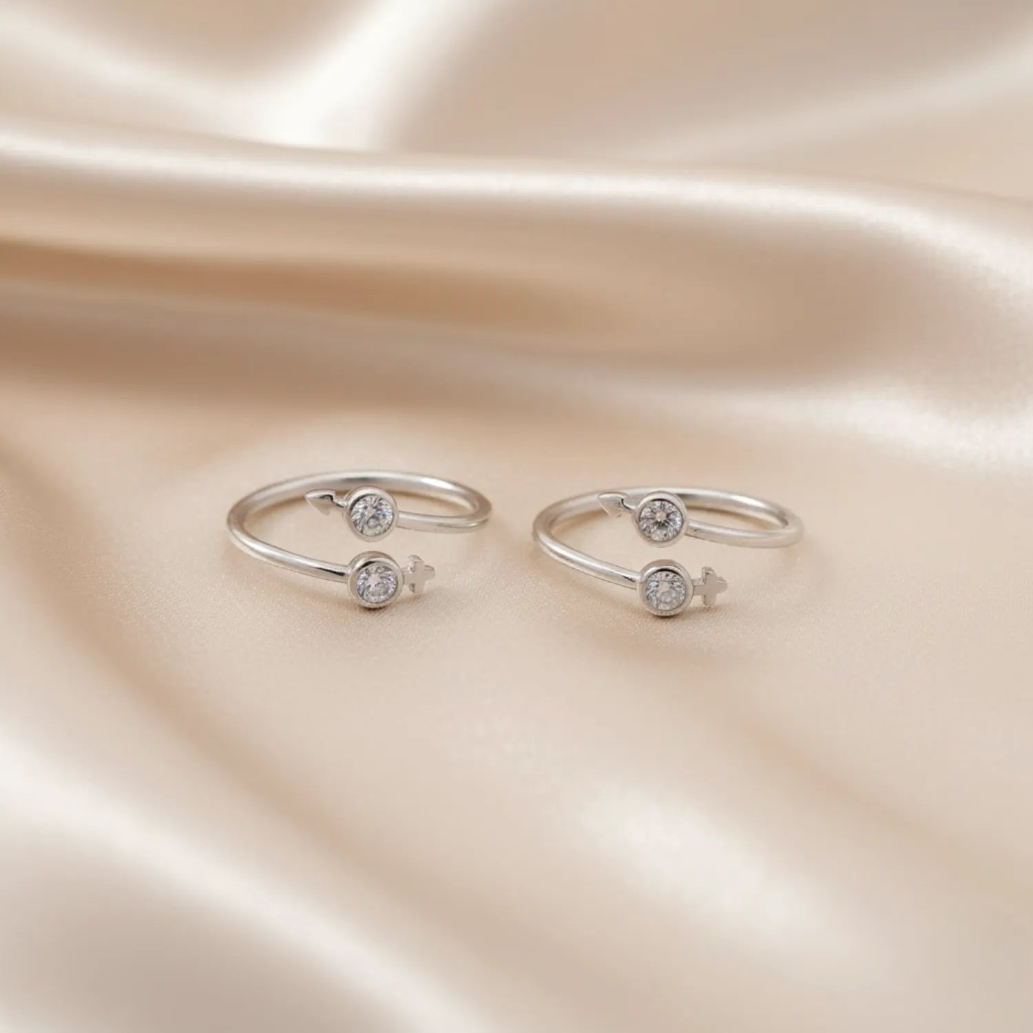 Two-Stone Spark Adjustable 925 Toe Ring