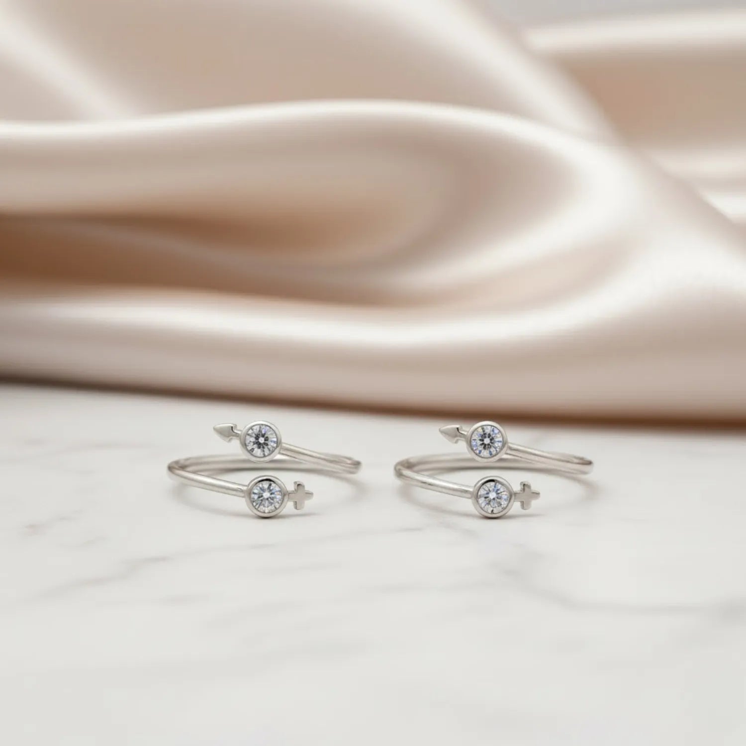 Two-Stone Spark Adjustable 925 Toe Ring