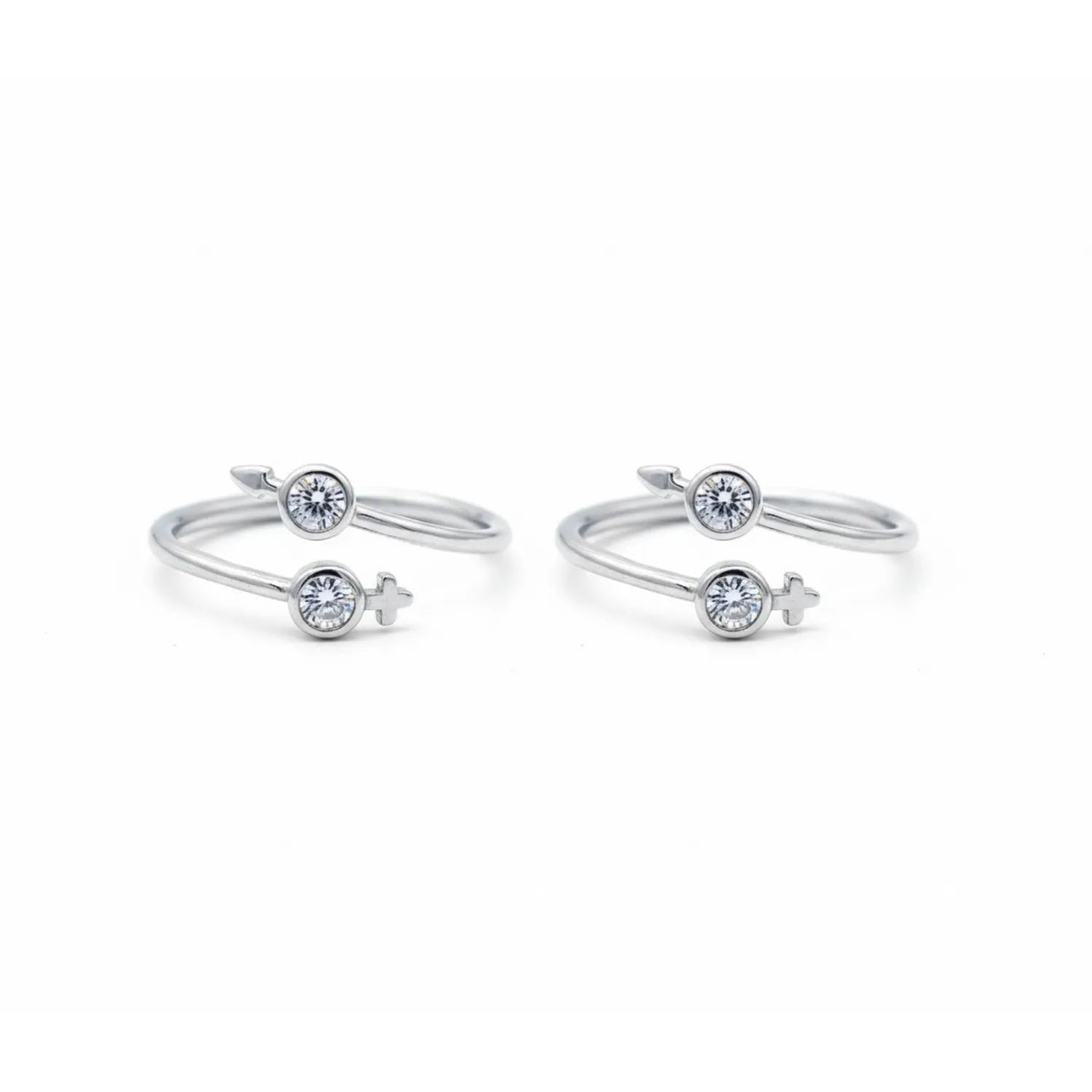 Two-Stone Spark Adjustable 925 Toe Ring