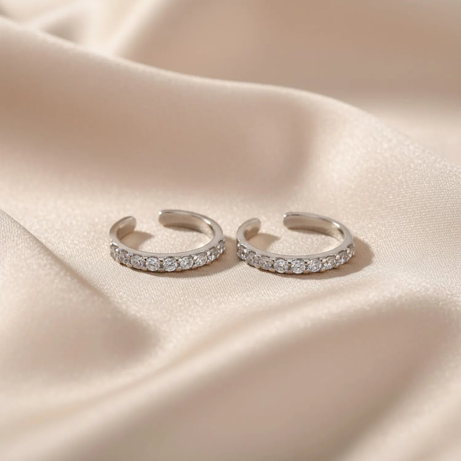 Half Zircon Band Adjustable Toe Ring