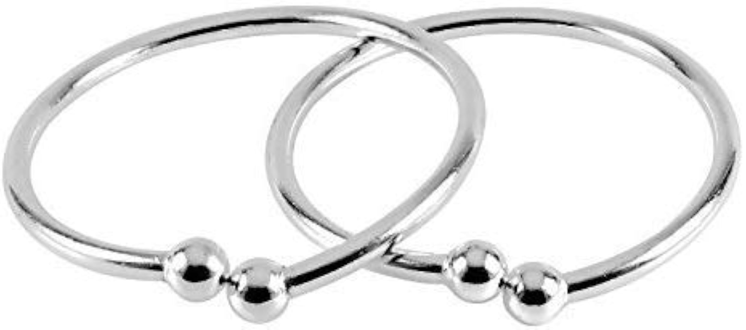 2 Balls Sterling Silver Nazariya Kada (Bangle Bracelet)