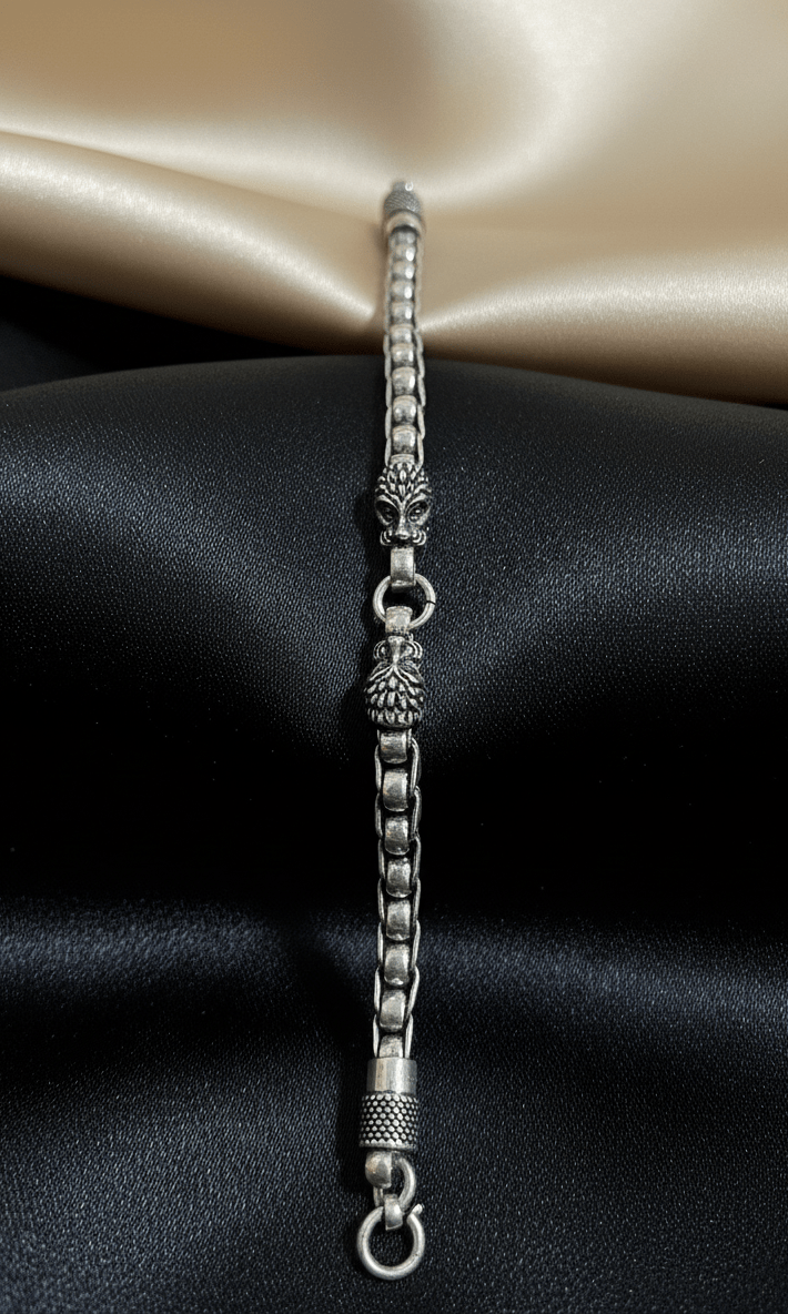 Guardian Beast Silver Oxidised Bracelet ( 39 grams )