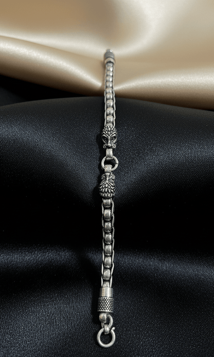 Guardian Beast Silver Oxidised Bracelet ( 39 grams )