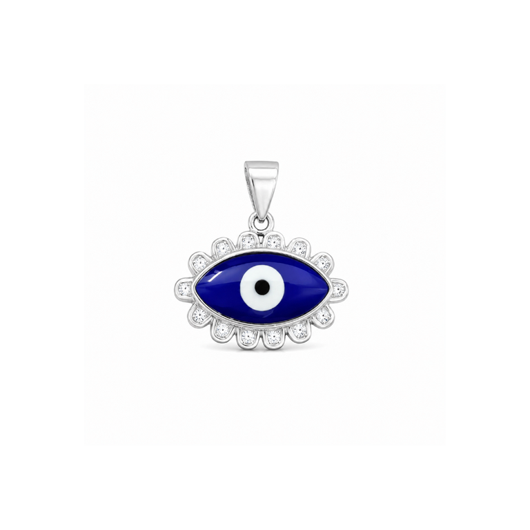 925 Sterling Silver Blue Evil Eye Floral Pendant | Hulasi