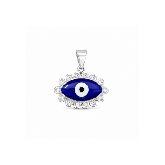 925 Sterling Silver Blue Evil Eye Floral Pendant | Hulasi