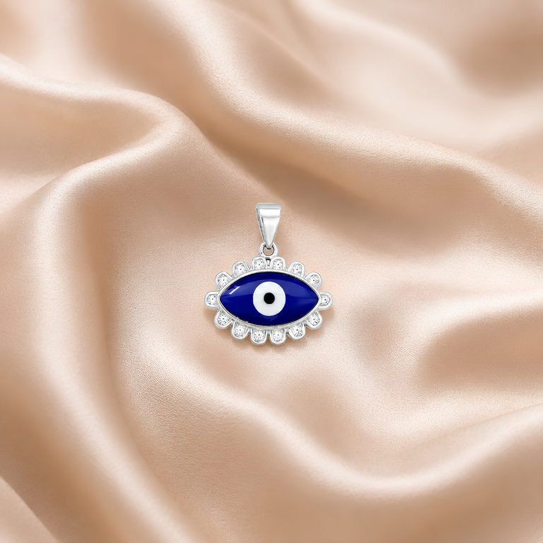 925 Sterling Silver Blue Evil Eye Floral Pendant | Hulasi