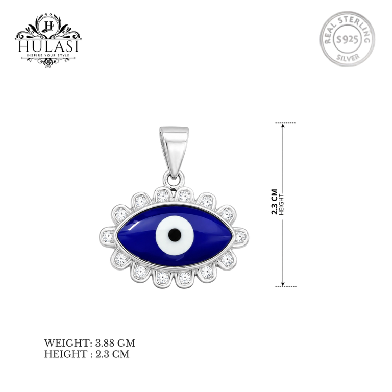 925 Sterling Silver Blue Evil Eye Floral Pendant | Hulasi