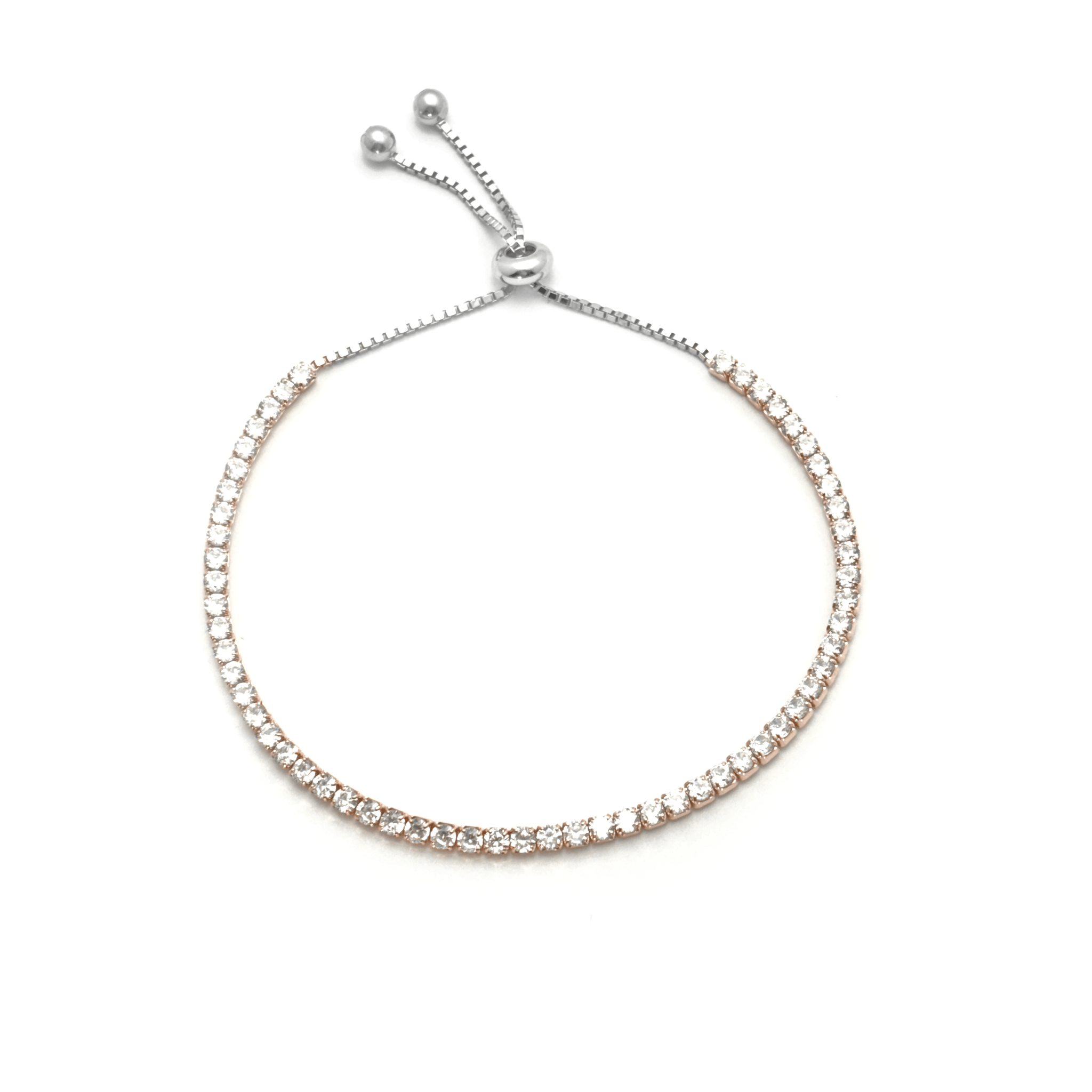 Studded Rhinestones Sterling Silver Tennis Bracelet