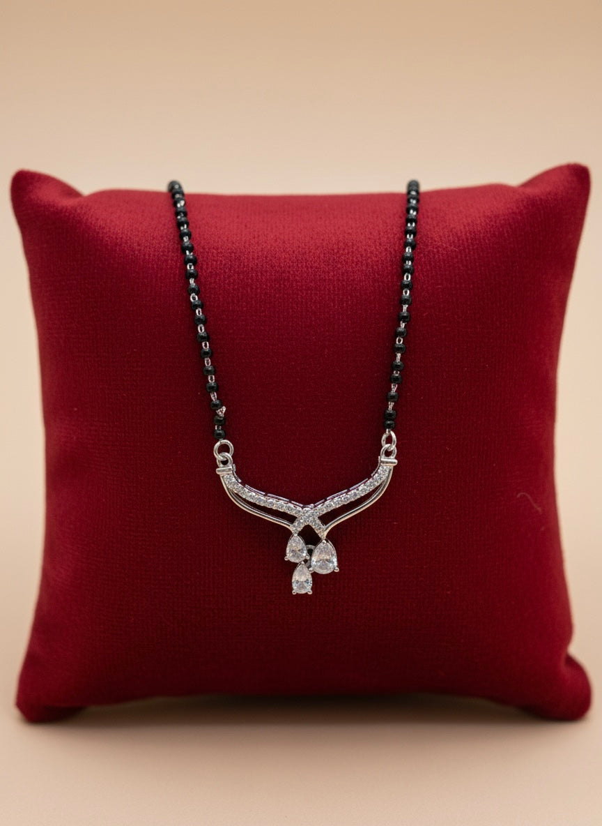 Elegant 3-Stone Silver Mangalsutra