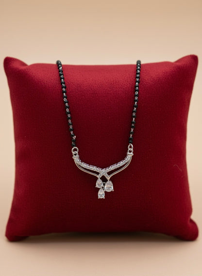 Elegant 3-Stone Silver Mangalsutra