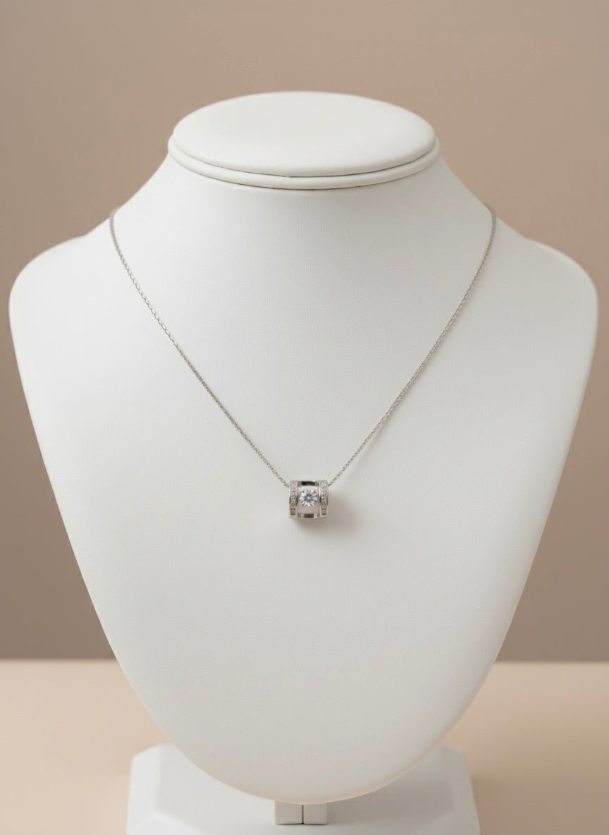 925 Sterling Silver Cylinder Pendant Necklace