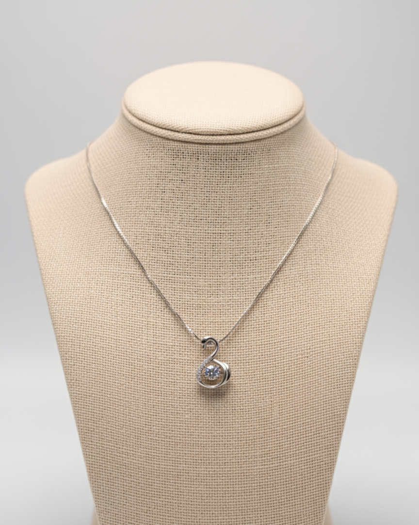 925 Sterling Silver Swan Gemstone Pendant