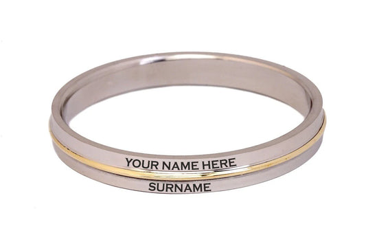 2-Line Name Engraved Silver Kada