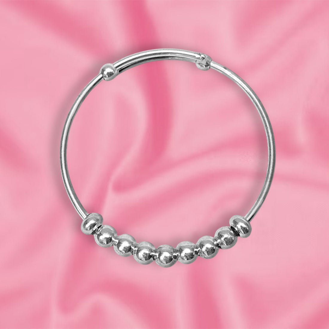 Sterling Silver Balls Beads Kada (Bangle Bracelet)