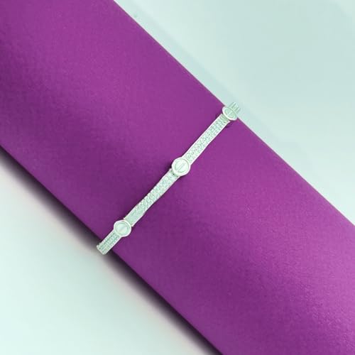 Studded Rhinestones Sterling Silver Bangle Bracelet