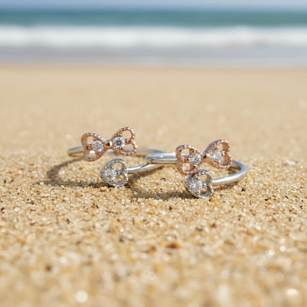 3 Hearts Design Silver Adjustable Toe Ring