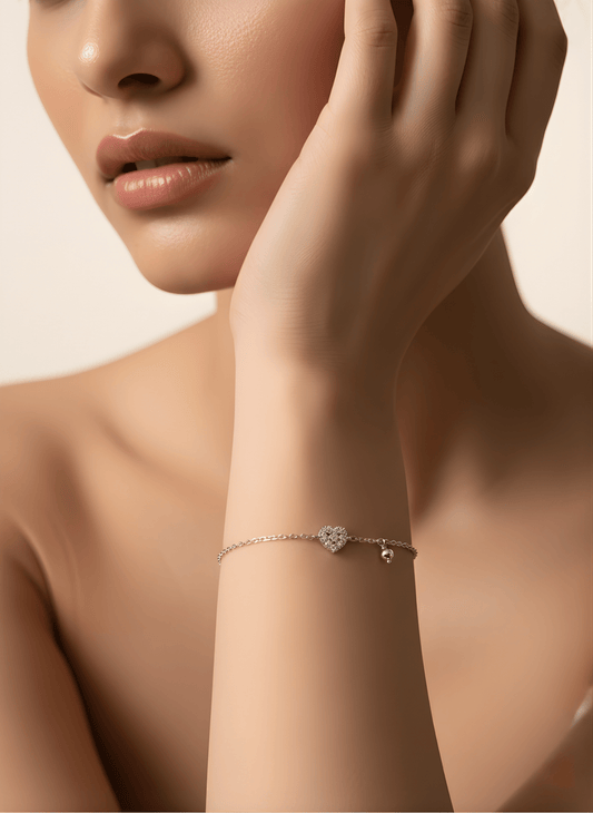Silver Starlight Heart Link Bracelet