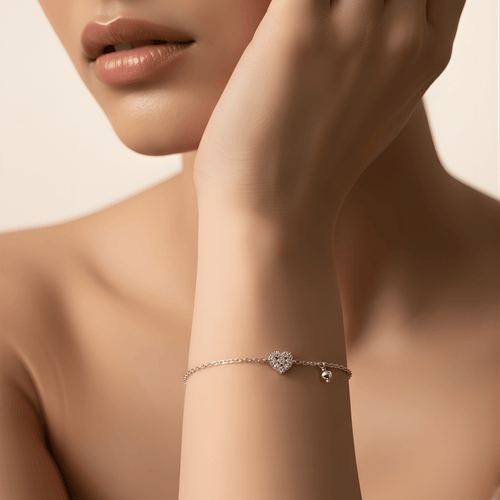 Silver Starlight Heart Link Bracelet