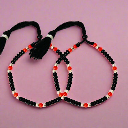 Black, Silver & Red Beads Nazariya Baby Boys & Girls Bracelet