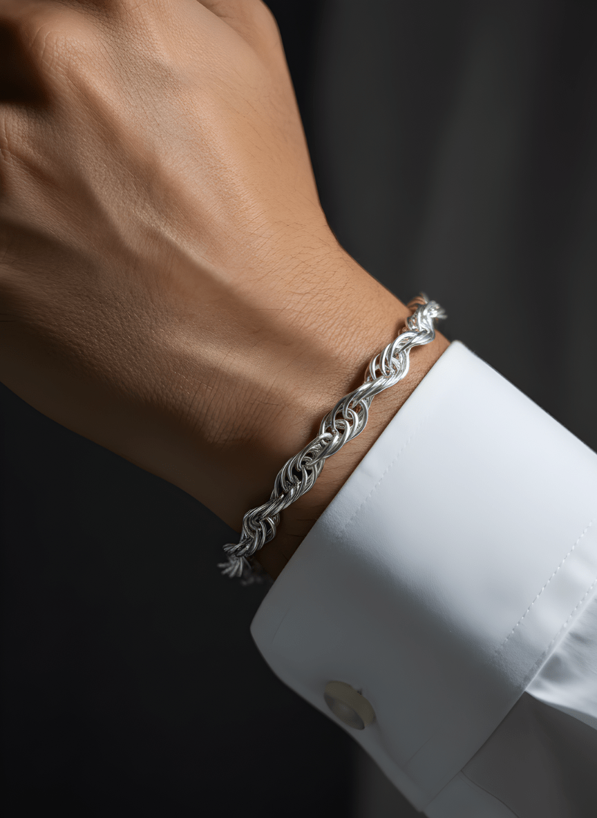 Royal Silver Woven Sterling Bracelet ( 15 grams )