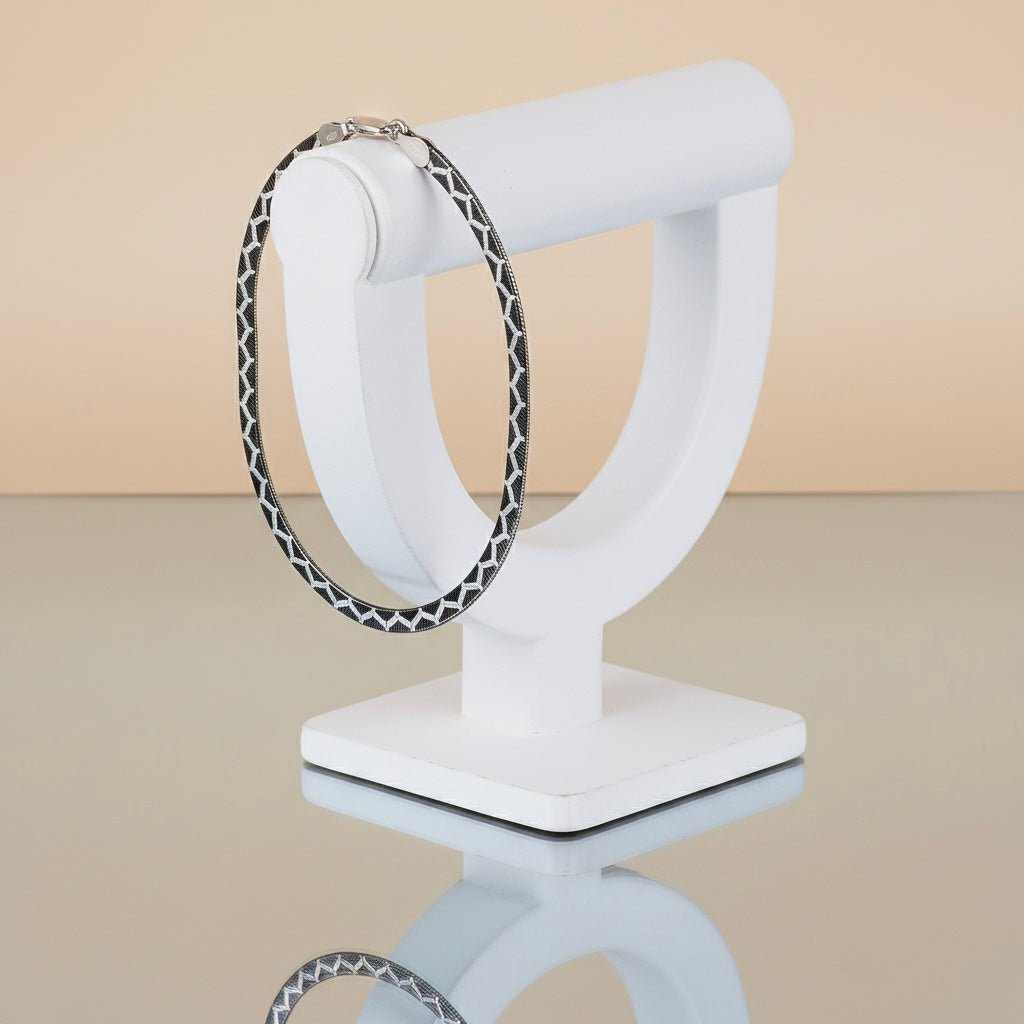 Sleek Midnight Silver Italian Anklet (1 Pair)