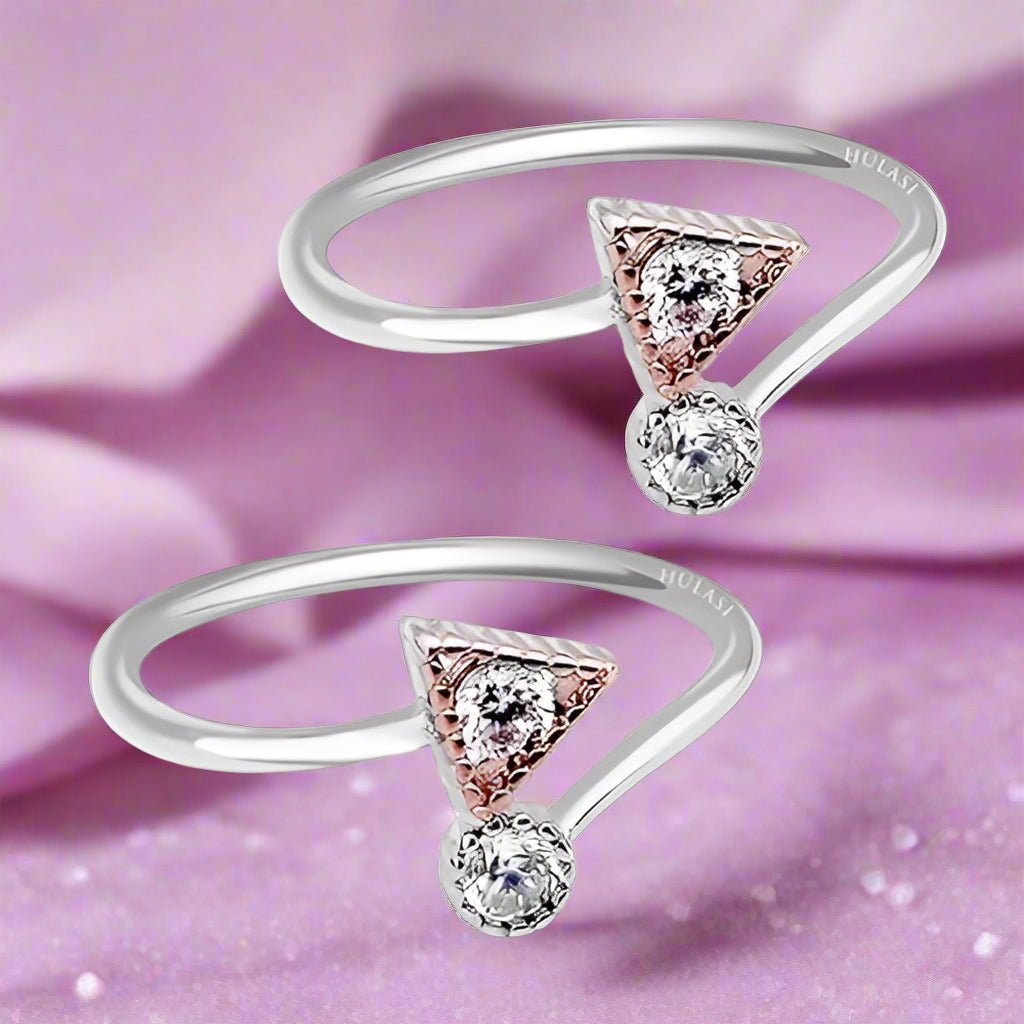 Triangle & Circle Design Sterling Silver Toe Ring (1 Pair)