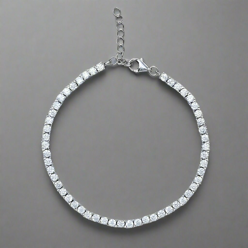Zircon Crystals Sterling Silver Tennis Bracelet