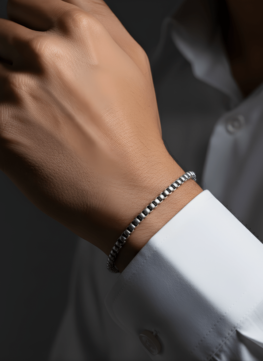 Silver BoldBlock Bracelet ( 37 grams )