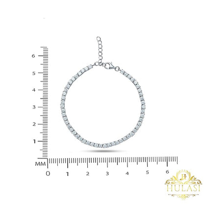 Zircon Crystals Sterling Silver Tennis Bracelet