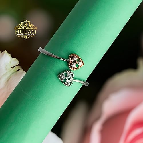 Double Heart Design Sterling Silver Toe Ring (1 Pair)