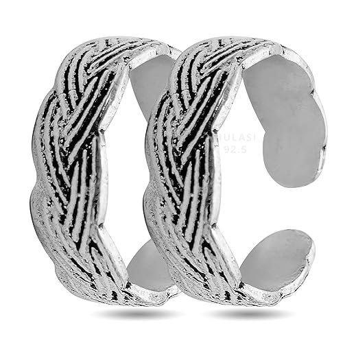 Woven Pattern Design Pure Silver Toe Ring | 925