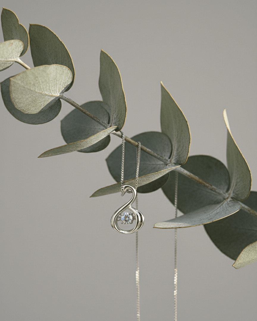 925 Sterling Silver Swan Gemstone Pendant