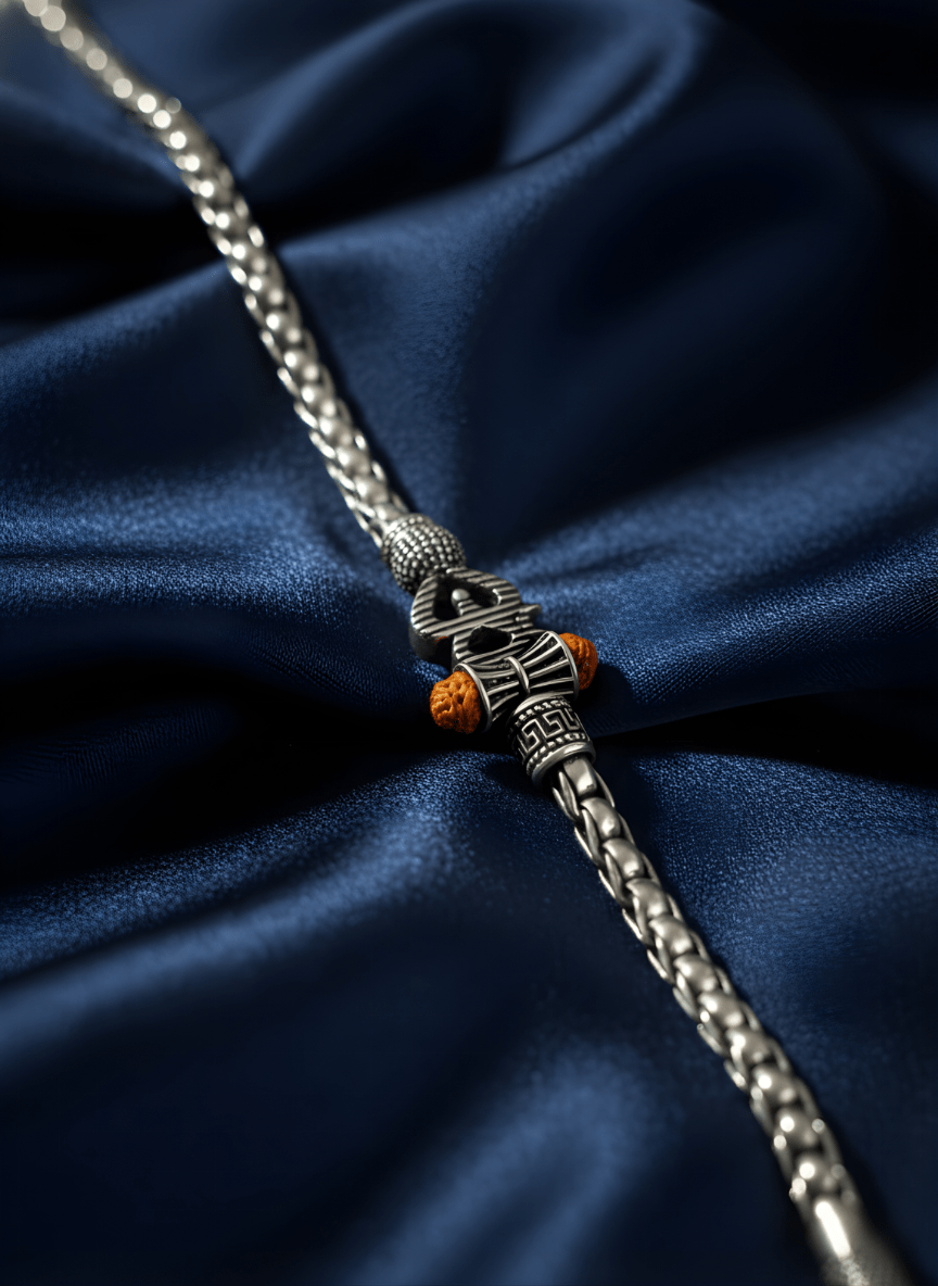 Silver Oxidised OM Bracelet ( 37 grams )