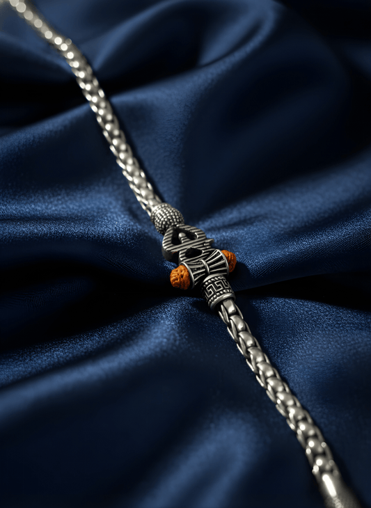 Silver Oxidised OM Bracelet ( 37 grams )