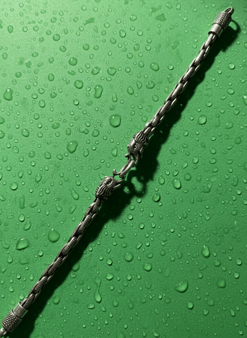 Silver Elephant Guardian Oxidised Bracelet ( 33 grams )