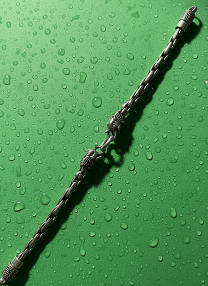 Silver Elephant Guardian Oxidised Bracelet ( 33 grams )