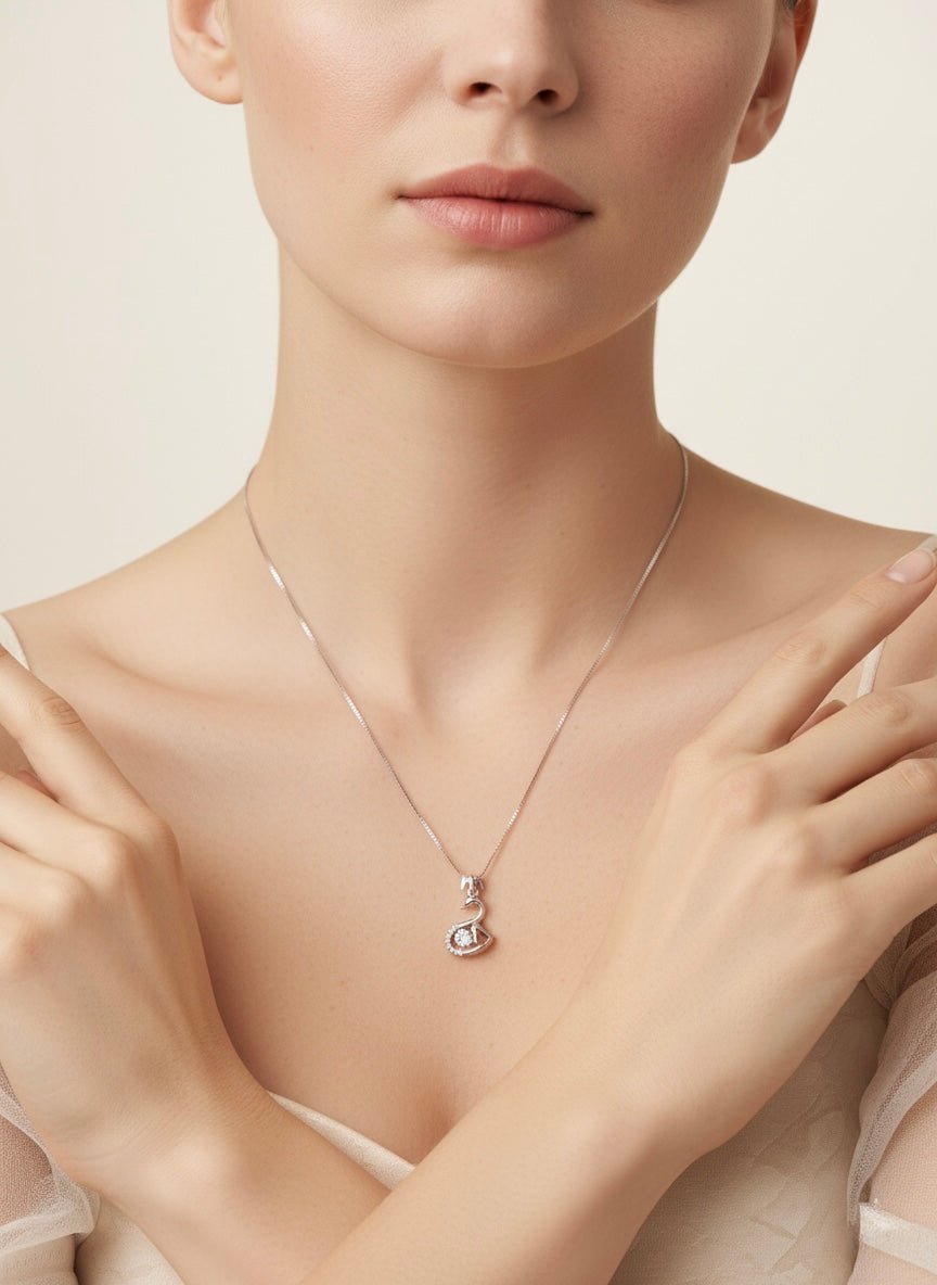 925 Sterling Silver Swan Pendant for Women