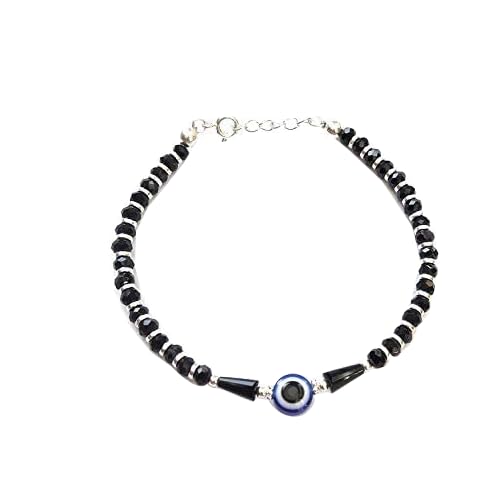 This 92.5 Sterling Silver Evil Eye Bracelet for men and women features a stylish, adjustable Nazariya Ankh wala design. Made from pure Chandi (silver), this handcrafted bracelet is believed to offer protection from the evil eye (Buri Nazar) and serves as a traditional Najar Battu. The elegant silver bracelet is perfect for daily wear and is ideal for anyone seeking both fashion and spiritual safeguarding from negative energies.