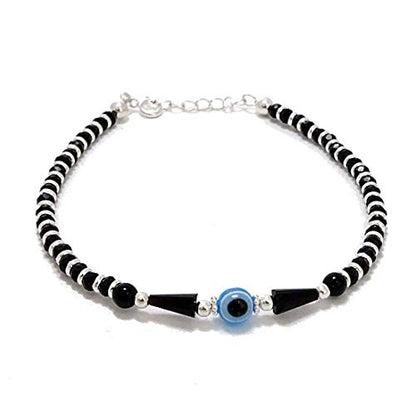 This 92.5 Sterling Silver Evil Eye Bracelet for men and women features a stylish, adjustable Nazariya Ankh wala design. Made from pure Chandi (silver), this handcrafted bracelet is believed to offer protection from the evil eye (Buri Nazar) and serves as a traditional Najar Battu. The elegant silver bracelet is perfect for daily wear and is ideal for anyone seeking both fashion and spiritual safeguarding from negative energies.