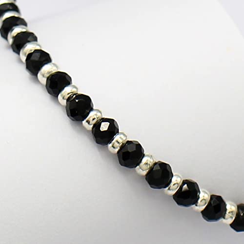 925 Sterling Silver Nazariya Anklet with elegant Black & Silver Crystal Beads, designed for girls and women. This adjustable anklet is comfortable, stylish, and perfect for everyday wear or special occasions. Made with high-quality sterling silver, the anklet is a beautiful combination of tradition and modern fashion, ideal for adding a unique touch to your jewelry collection. A great gift idea for loved ones, designed to suit all occasions, from casual outings to festive celebrations.
